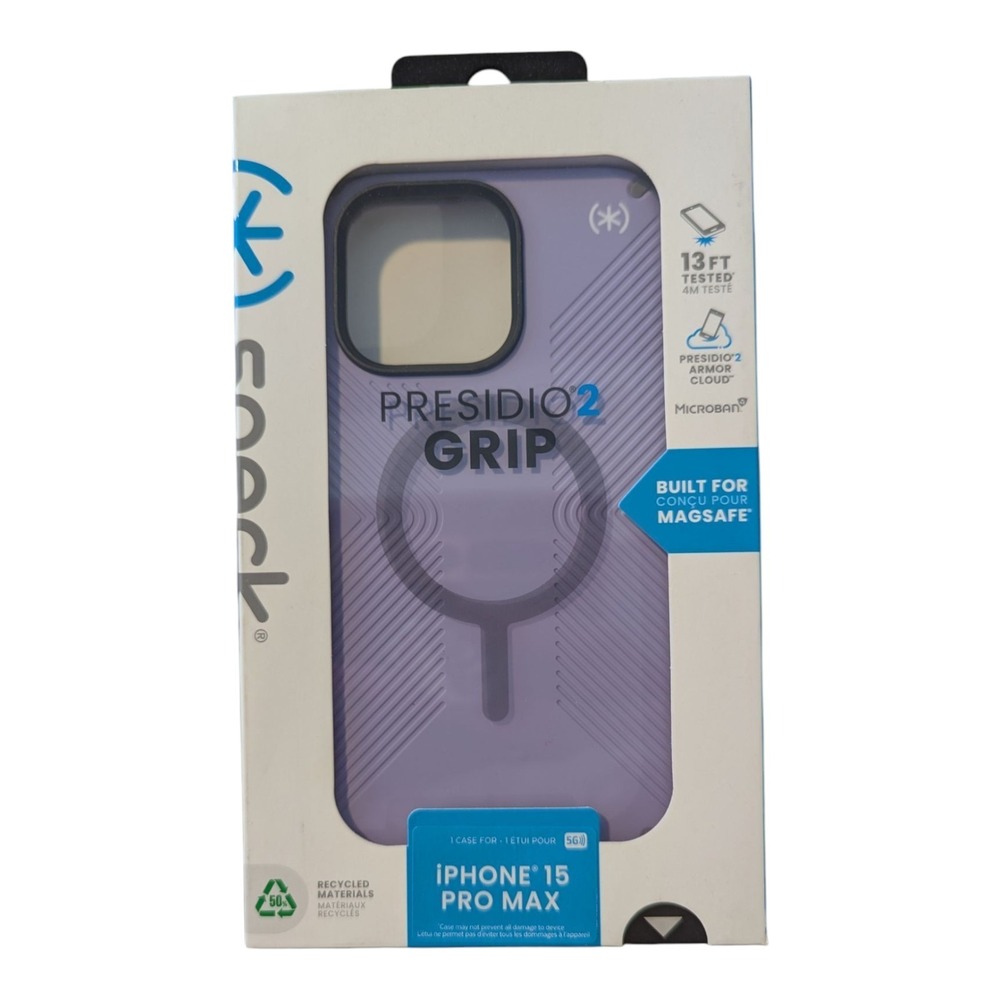 D4. Speck Presidio2 Grip MagSafe‎ Case For Apple iPhone 15 Pro Max - Purple